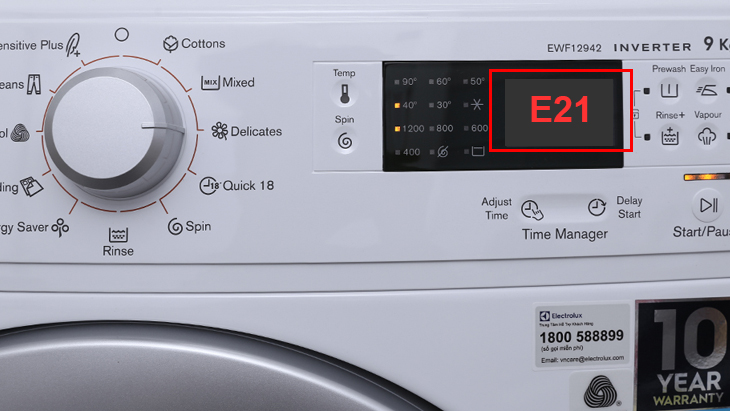 Cách khắc phục lỗi E21 máy giặt Electrolux