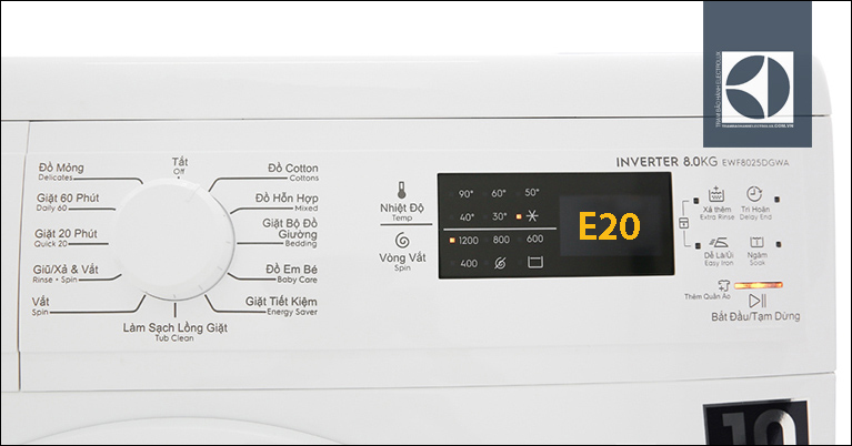 Cách khắc phục lỗi E20 máy giặt Electrolux